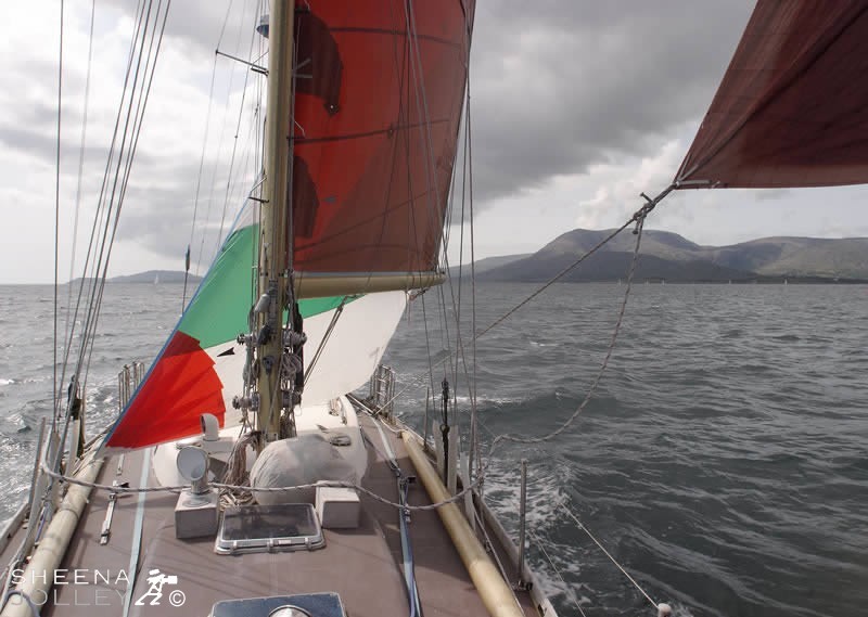 I sailed on Deer Hound along the south west coast of ireland. Here we are approaching the entrance to Crookhaven taken from the bow.