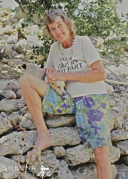 Erlene with her devoted dog. Married but widowed for over 30 years