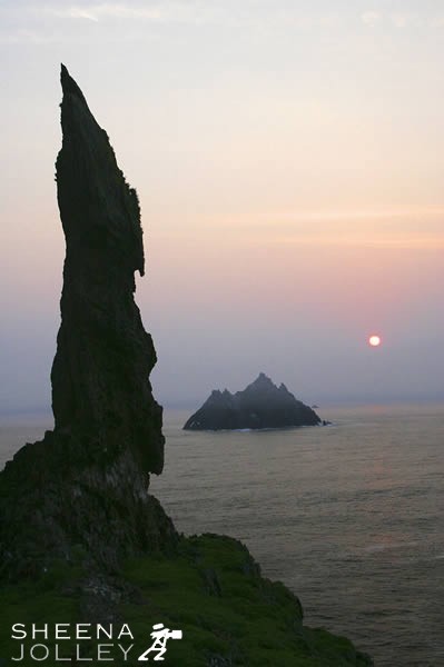 From Skellig Michael looking towards Little Skellig at dawn